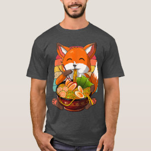 T-shirt Kawaii Ramen Fox, Japonais Neko Noodle drôle Anime