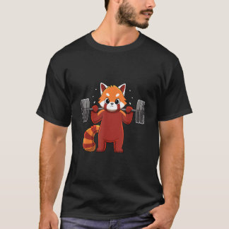 T-shirt Kawaii Red Panda Weightlifting Fitness Gym
