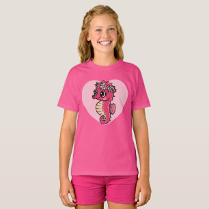 T-shirt Kawaii Red Seahorse sur le coeur