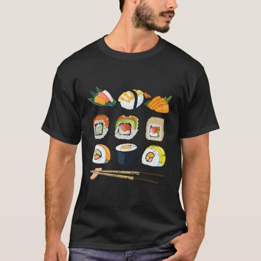 T-shirt Kawaii Rolls Japonaises De Nourriture Du Sushi (Devant)