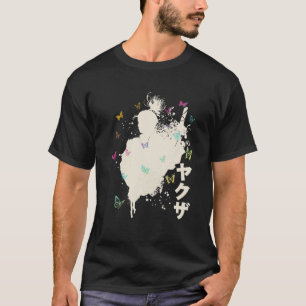 T-shirt Kawaii Samurai Avec Papillons Colorés Et Kanji