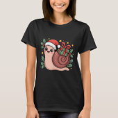 T-shirt Kawaii Santa Snail With Wrapped Box And Holly Star (Devant)