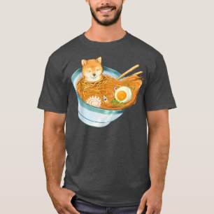 T-shirt Kawaii Shiba Inu Akita Corgi Ramen Nouilles Mignon