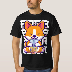 T-shirt Kawaii Shiba Inu Chien Bug Tea Boba Anime Cadeaux