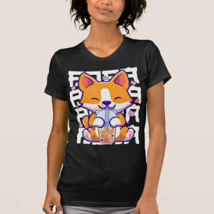 T-shirt Kawaii Shiba Inu Chien Bug Tea Boba Anime Cadeaux
