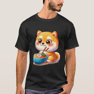 T-shirt Kawaii Shiba Inu Dog Ramen Noodles 
