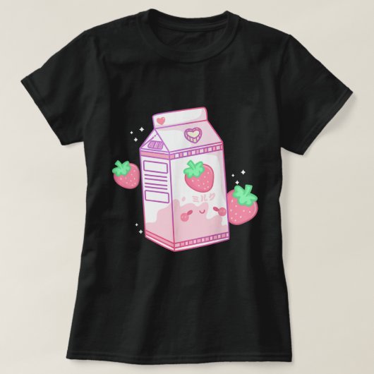 T-shirt Kawaii Strawberry Milk Aesthetic Design (Design devant)