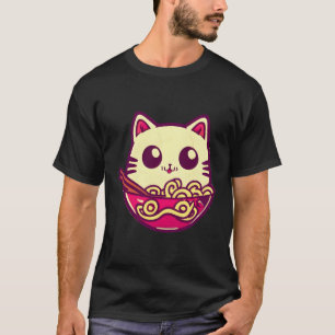 T-shirt Kawaii Style japonais Ra Chat Anime nouilles