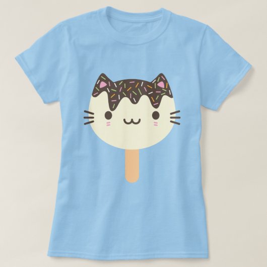 T-shirt Kawaii Summer Ice Lolly Popsicle Cat (Design devant)