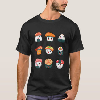 T-shirt Kawaii Sushi Anime Funny Set nourriture japonaise