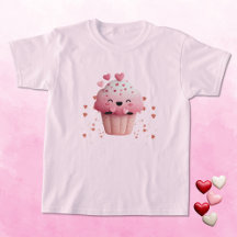 Kawaii Valentine Cupcake with Hearts