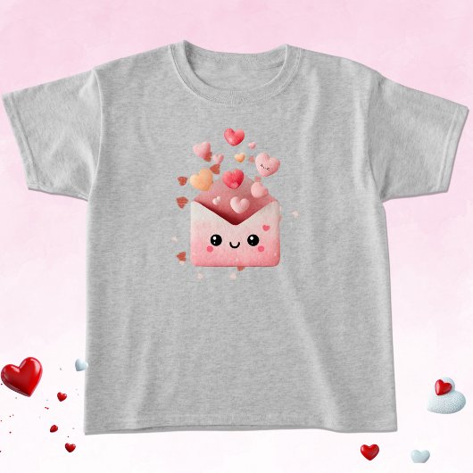 T-shirt Kawaii Valentine Envelope with Hearts