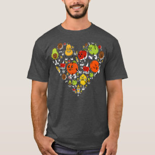 T-shirt Kawaii Vegan Vegetarian Heart Fruit