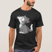 T-shirt Kawaii Wolf Howling Grey Pup Funny Amoureux des an (Devant)