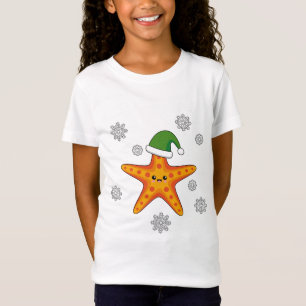T-Shirt Kawaii Xmas Starfish sur Blue Buffalo Motif