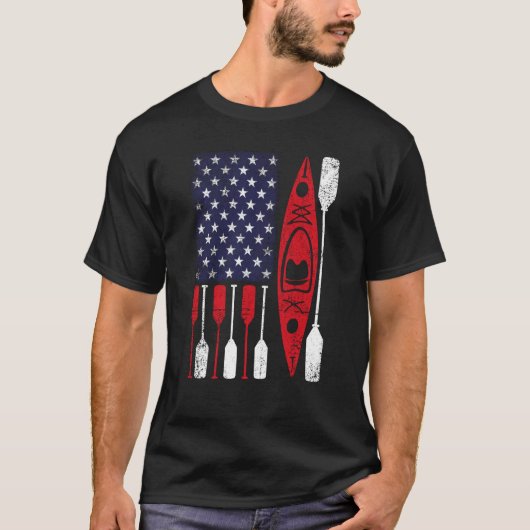 T-shirt Kayak et paddle US American Flag Canoe USA Kayaki (Devant)