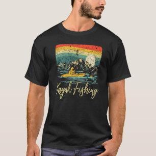T-shirt Kayak Pêche Vintage Rétro Canoë Bateau Lac Fis