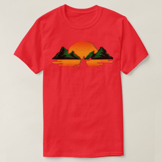 T-shirt Kayak Rétro Vaporwave Couche de soleil Canoë Kayak (Design devant)