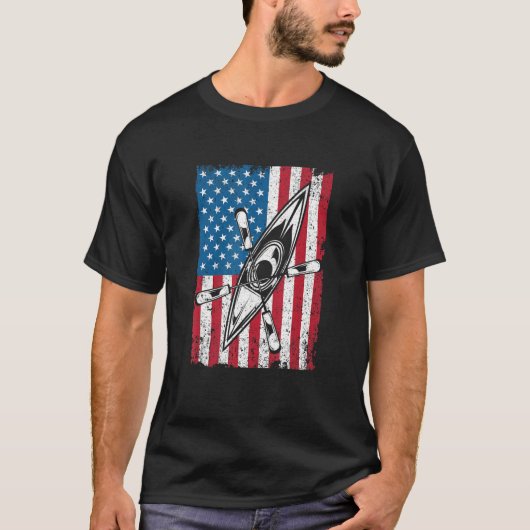 T-shirt Kayak USA Flag Funny American Canoe Kayaking Patri (Devant)