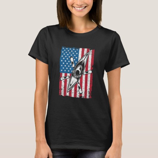 T-shirt Kayak USA Flag Funny American Canoe Kayaking Patri (Devant)