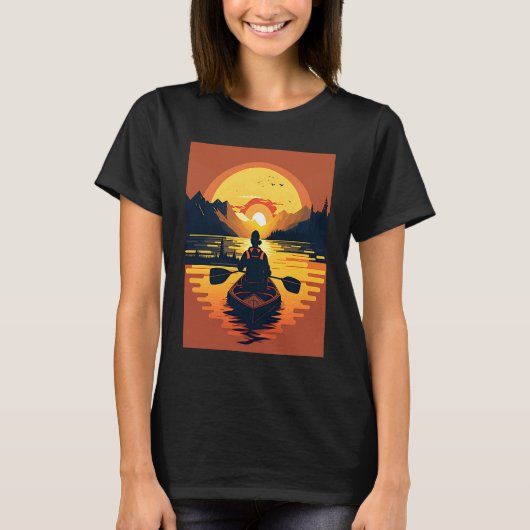 T-shirt Kayaking River Camper River Boating In Sunset (Devant)