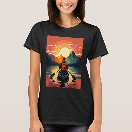T-shirt Kayaking River Camper River Boating In Sunset  2 (Devant)