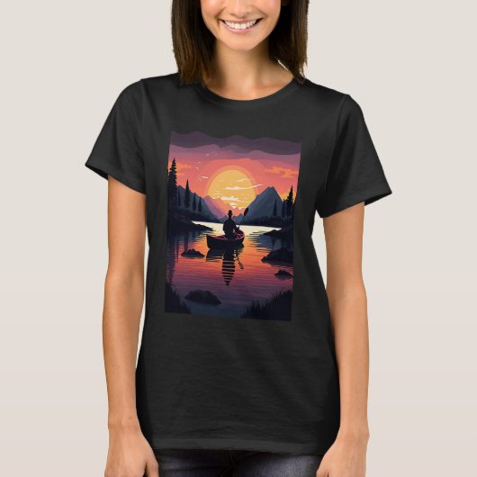 T-shirt Kayaking River Camper River Boating In Sunset  3 (Devant)