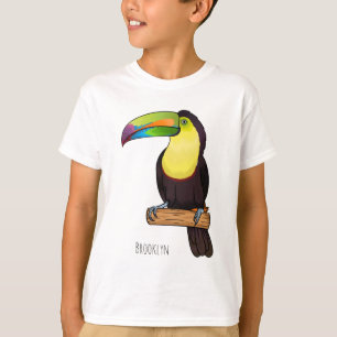 T-shirt Keel-billed toucan bird cartoon illustration