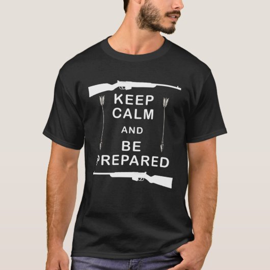 T-shirt Keep Calm And Be Prepared   Prepper Guns (Devant)