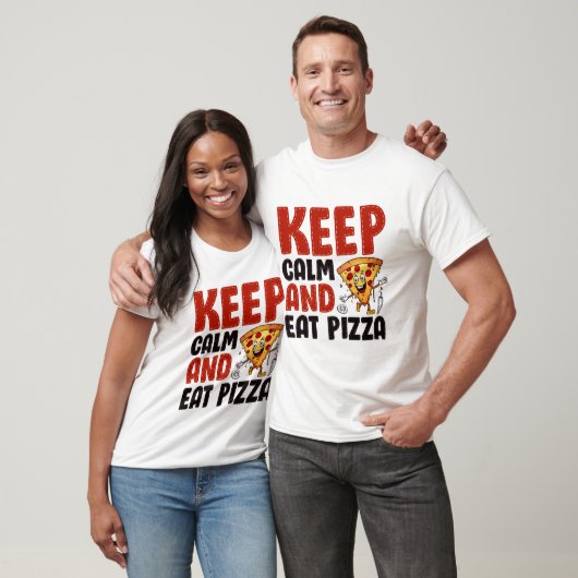 T-shirt keep calm and eat pizza (Unisexe)