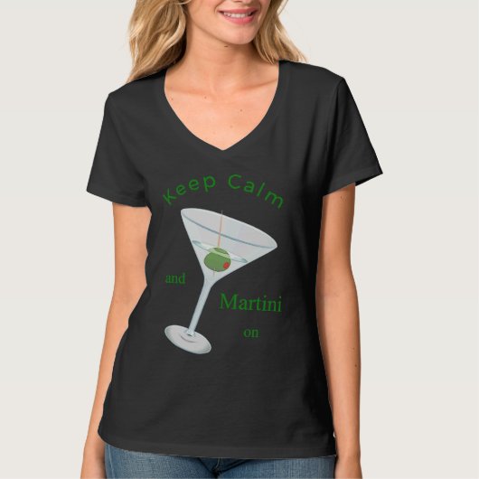 T-shirt Keep Calm and Martini On Apparel Classic Cocktail (Devant)