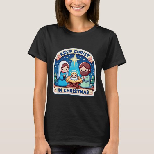T-shirt Keep Christ In Christmas Nativity Scene Manger Jes (Devant)