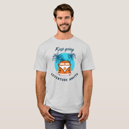 T-shirt "Keep Going Adventure Awaits" – Van rétro (Devant entier)