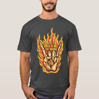 T-shirt Keep the Rock and Roll Skeleton Hand Rock Sign Pun
