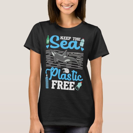 T-shirt Keep The Sea Plastic Free Ocean Orca Sea Mamal Lov (Devant)