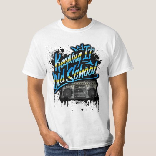 T-shirt Keeping It Old School - Old School Boombox 80s  (Devant)