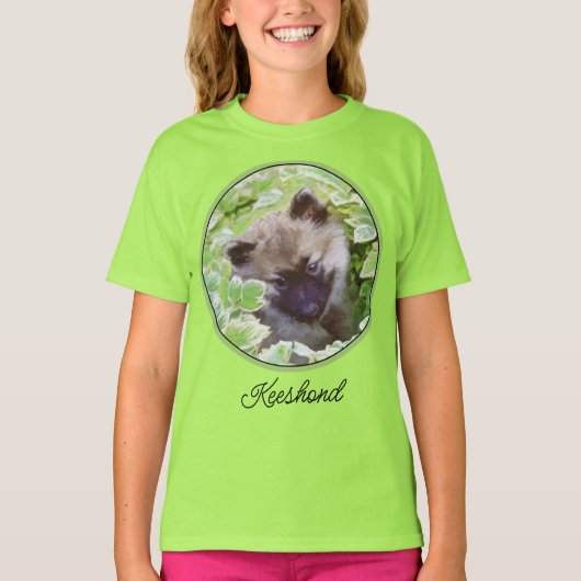 T-shirt Keeshond Puppy in the Garden Peinture Art original (Devant)