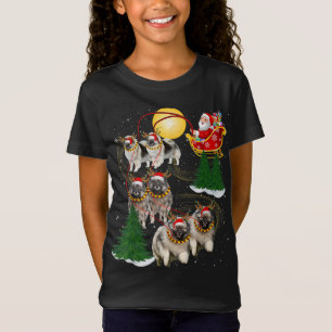 T-Shirt Keeshond Reindeer Noël Chien Riding Père Noël Noël