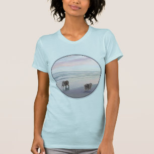 T-shirt Keeshonds at the Seashore Peinture Dog Art