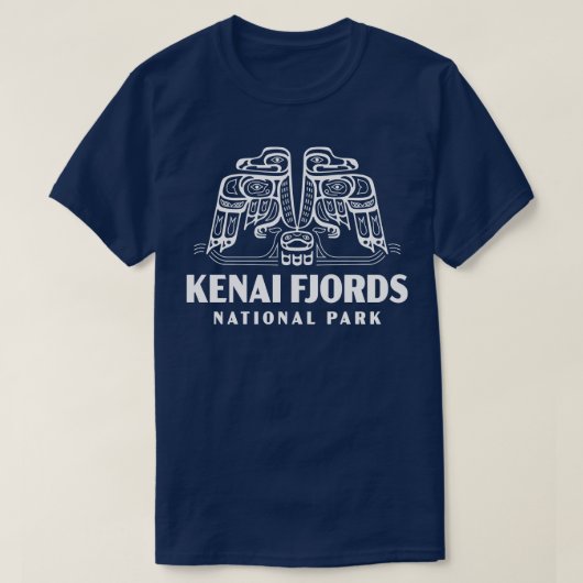 T-shirt Kenai Fjords National Park Retro Bird Wordmark Whi (Design devant)