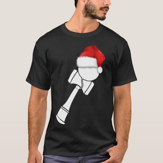 T-shirt Kendama de Noël avec le chapeau de Noël blanc (Devant)