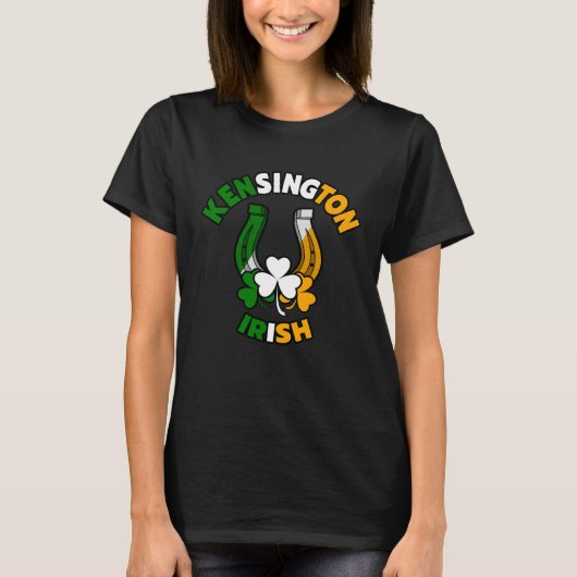 T-shirt Kensington Irish Horseshoe et Shamrock St Paddys (Devant)