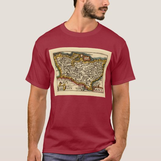 T-shirt Kent Comté Angleterre Ancien Antiquaire John Carte (Devant)
