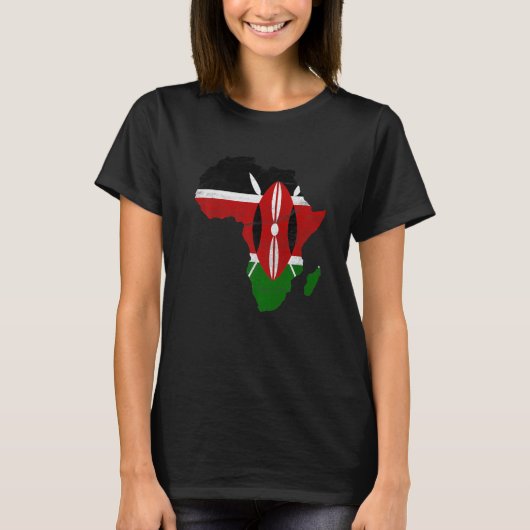 T-shirt Kenya Drapeau Afrique Continent Silhouette Cadeau  (Devant)