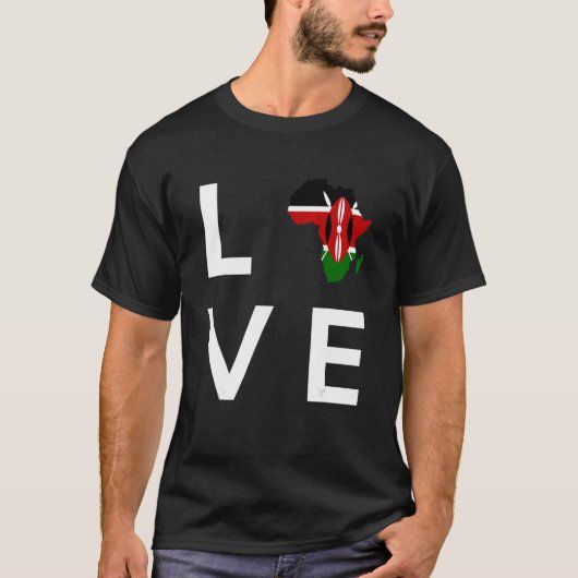 T-shirt Kenya Drapeau Aimer Afrique Continent Silhouette p (Devant)