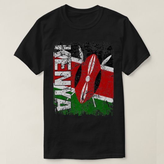 T-shirt KENYA Flag Vintage Distressed KENYA Premium (Design devant)
