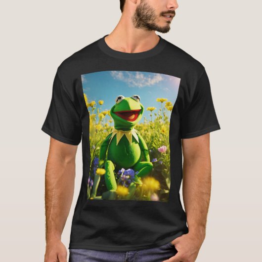 T-shirt Kermit la grenouille, heureuse, légère. (Devant)