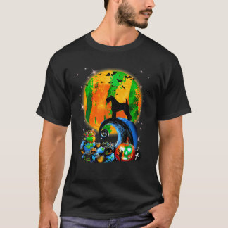 T-shirt Kerry Blue Terrier Et Lune Jaune Halloween Drôle