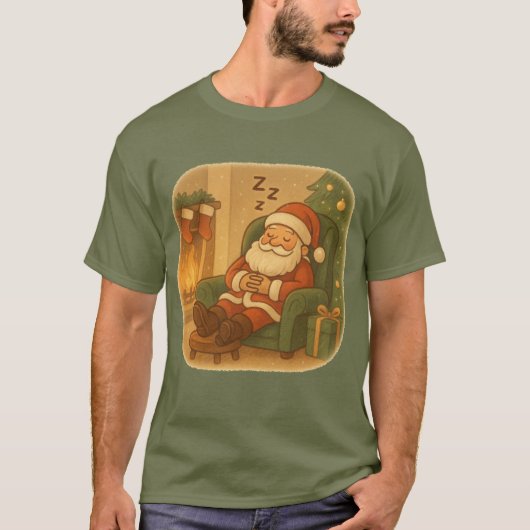 T-shirt Kerstman Cozy Kerstslap (Voorkant)
