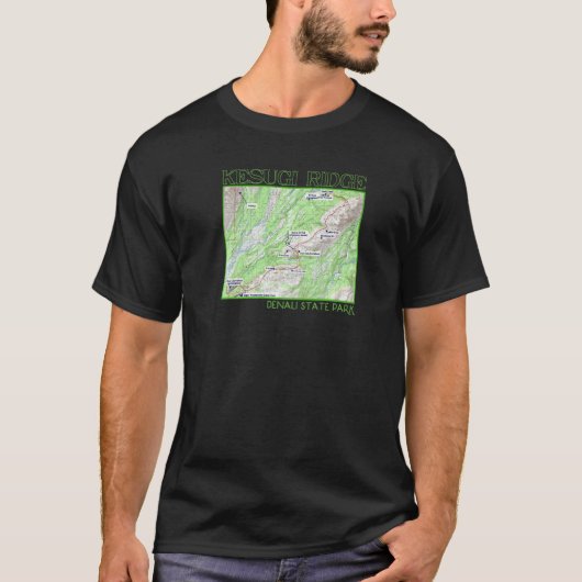 T-shirt Kesugi Ridge Hiking Map Denali State Park Alaska S (Devant)
